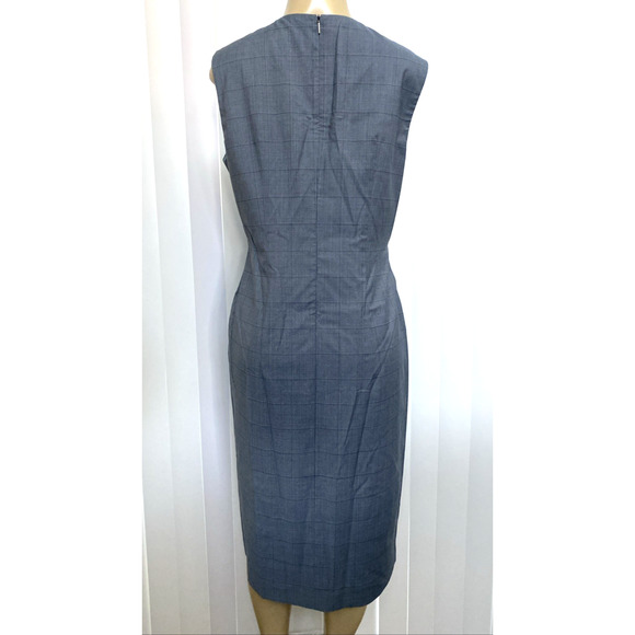 Hugo Boss Dress Sheath Dalanis V Neck Sleeveless Windowpane Check Wool Silk 10 M - Picture 5 of 10